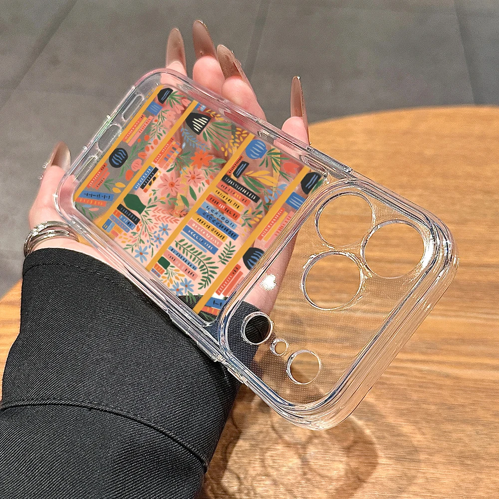 Kreatives Blumen-Bücherregal-Design Klare Hülle für Xiaomi 12 T Pro 13 T Pro 14 T Pro 15 T Pro 17 Pro Max Mi 11 Lite 5G Silikon-Funda – Detail 4