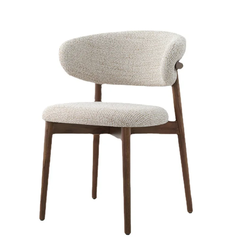 Sillas de Comedor Nórdicas Modernas Minimalistas de Madera Maciza con Respaldo y Tela de Diseño para Hogar, Sala de Estar y Uso en Hoteles
