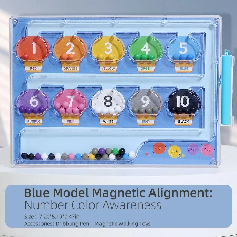 /Magnetic Beads Logic Game for Kids 3+ Years, Color Sorting Early Educational Toy, Creative Pathfinding STEM Toy with Material