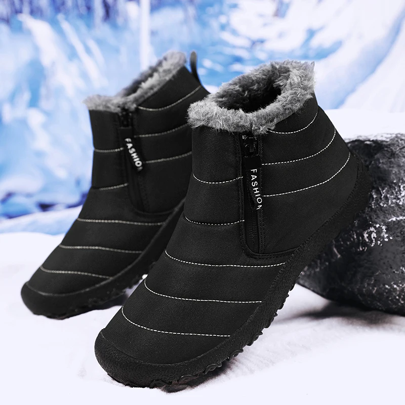 

Winter Boots Men 2023 Outdoor plush warm Comfy Outsole Men Boots Classic zips High Quality canvas plush men Snow Boots