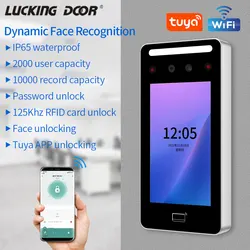 Tuya App IP65 Outdoor Wifi Connection Face Recognition Access Control Terminal 5inch Ssreen Dynamic Living Detection 2000 Users