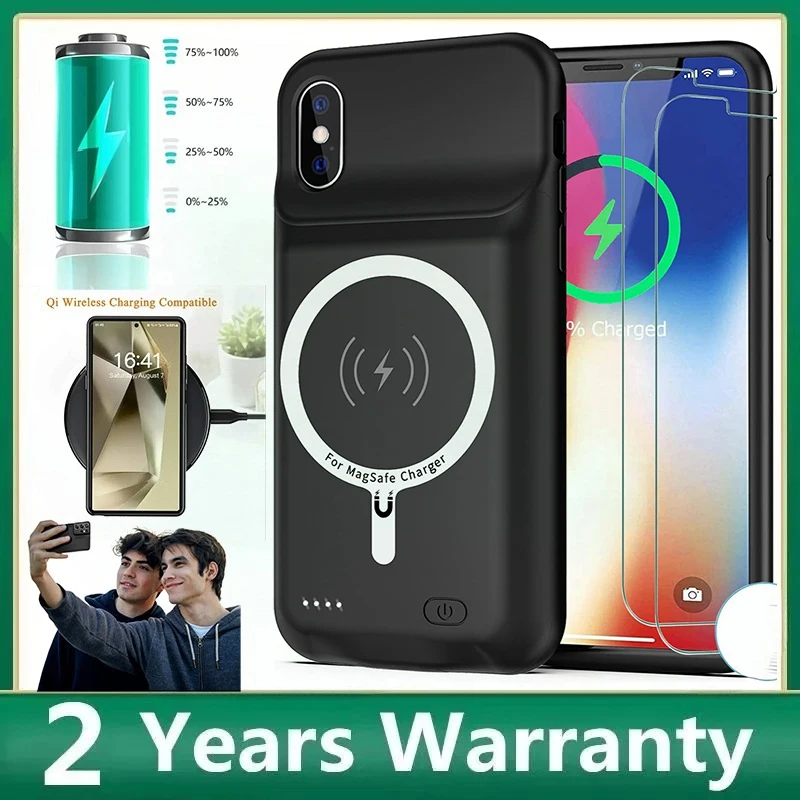 Soft Silicone 10000mAh Wireless Charging Case for IPhone 11 X XS 12 13 Pro Max Rechargeable Battery Charger Case for IPhone 11