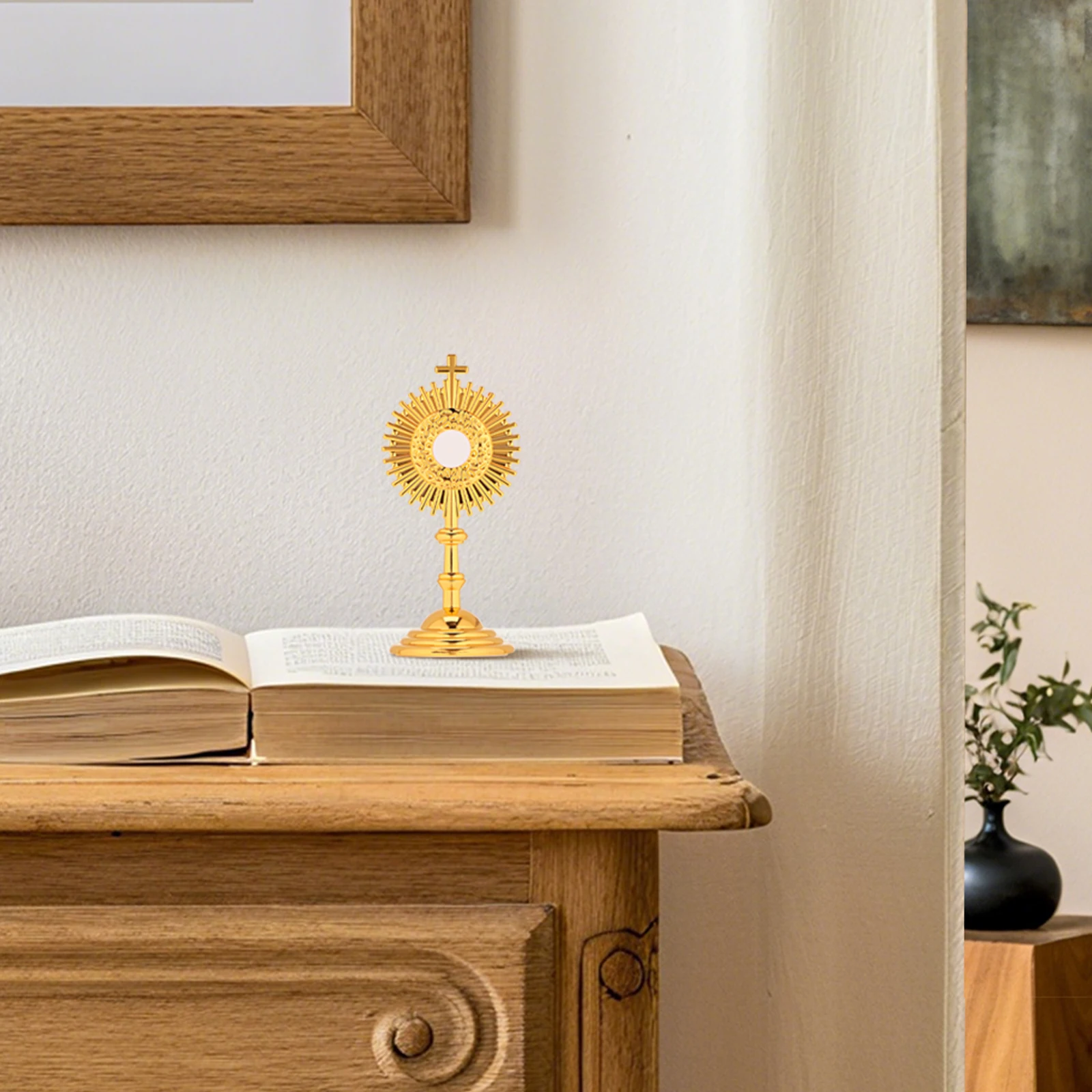 

1pcs Standing Crucifix Catholic Cross Metal Jesus Statue Desktop Decor Religious Art Home Office Church Altar Ornament Small