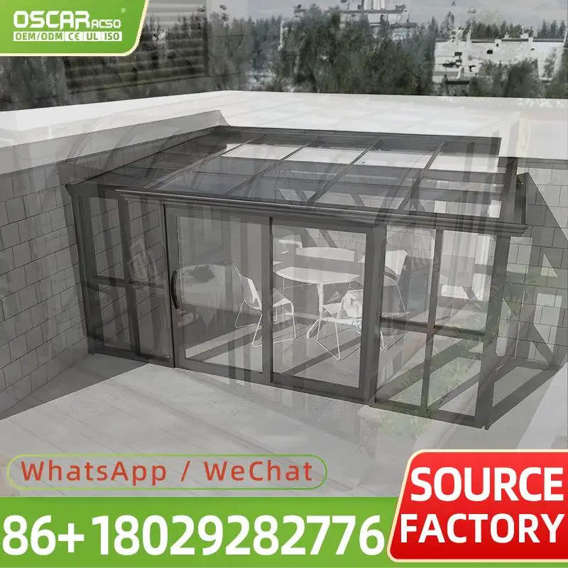 Open Double Glazed Aluminium Skylight Modular Prefab Glass House with Metal Frame for Patio Garden Balcony sunroom