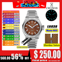 Cronos New Rhombus Perlage 39mm Dial PT5004 Miyota 90S5 See-through Caseback Men Automatic Wristwatches 10ATM Lumious L6028 V3