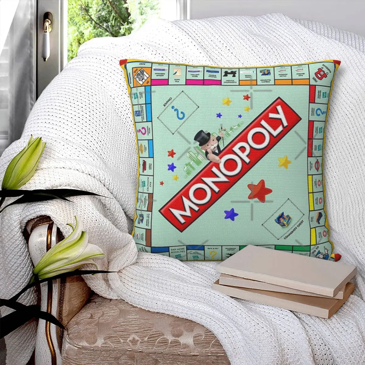 Customizable Monopoly Board Game Pillowcase, Cushion, Cushion, Home Decor Accessories