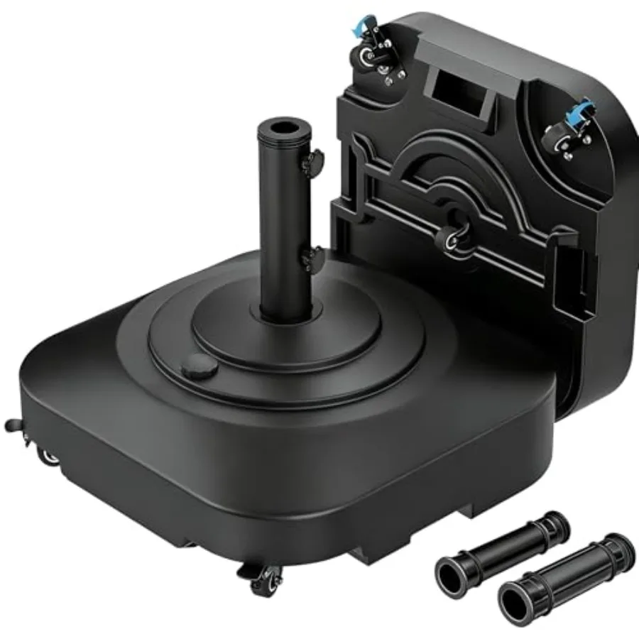 

Усиленная мобильная подставка для уличного зонта с 5 колесами, грузоподъемность до 100 фунтов, наполняемая, с 2 ручками, УФ-стойкая