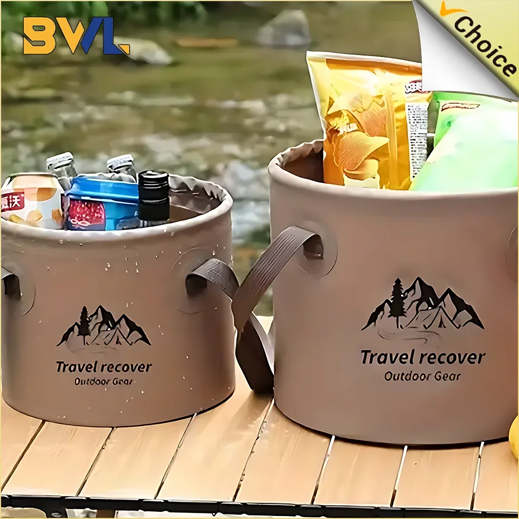 5/10/20L Folding Portable Bucket with Cover Car Wash Fishing Bathroom Tool Silicone Bucket Outdoor Camping Household Supplies