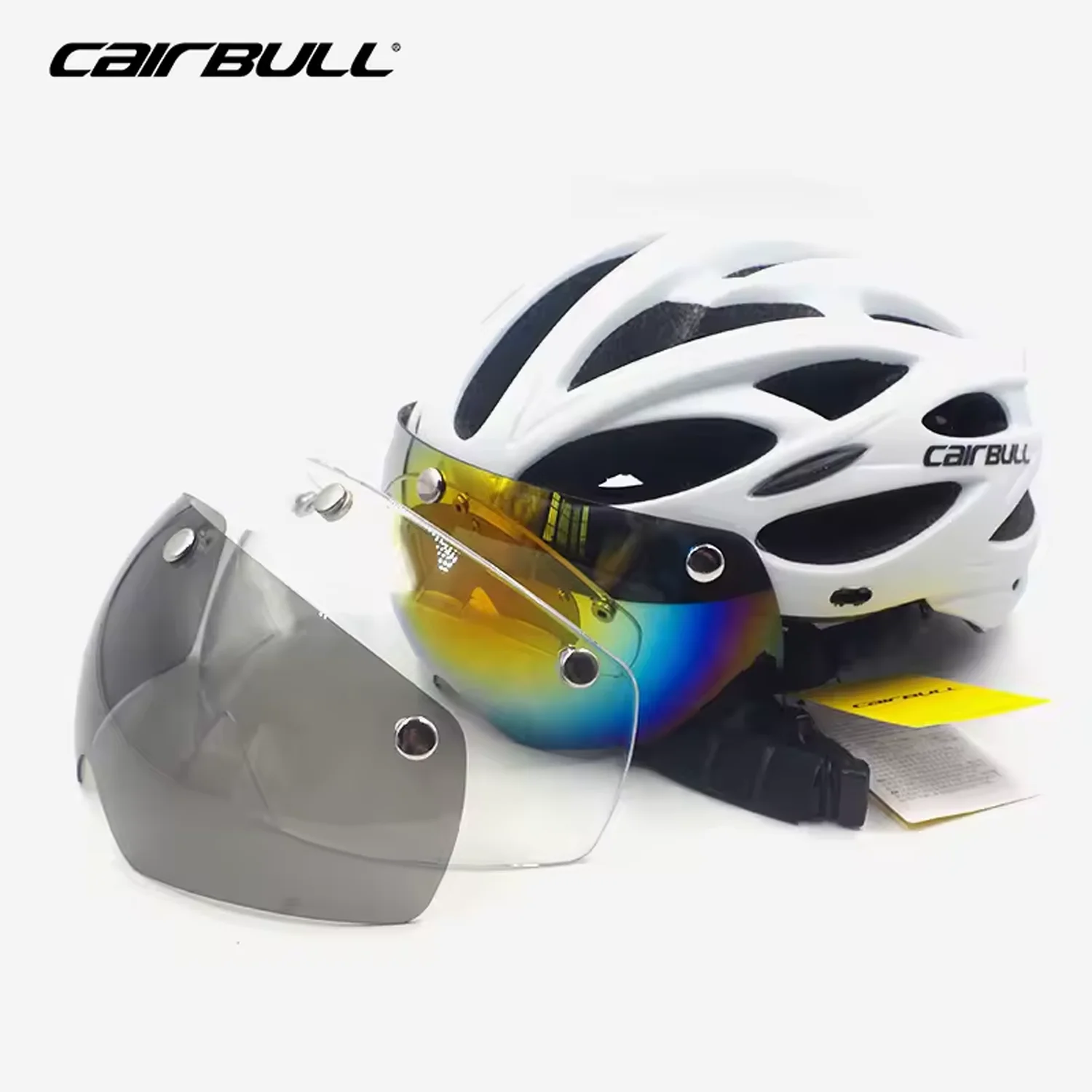 CAIRBULL Ultralight Helmet Road Mountain Helmet Intergrally-molded with Removable Visor Goggles Bike Taillight Helmet 230g CB-26