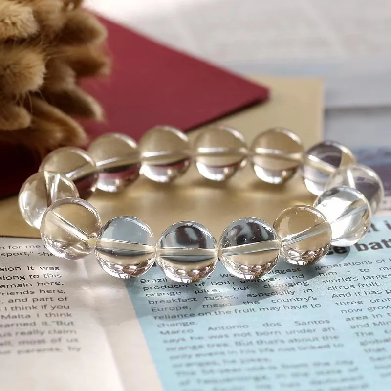 

Natural 7A Grade White Crystal Round Bead Faceted Single Circle Bracelet Men's and Women's Jewelr