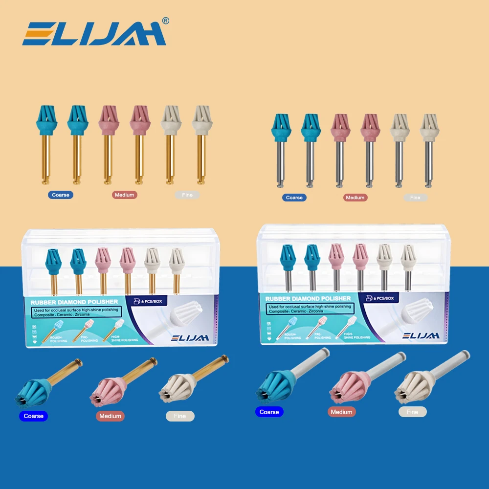 

ELIJAH Dental Rubber Spiral Flex Polisher Golden/Silver Handle Dental Rubber Diamond Eagle Brush Kit Helicoid For Polishing Tool