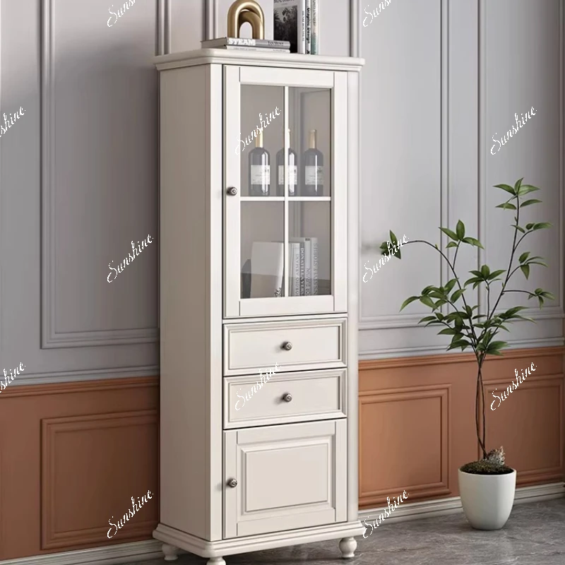 Living room furniture cream wind white all solid wood single door wine cabinet