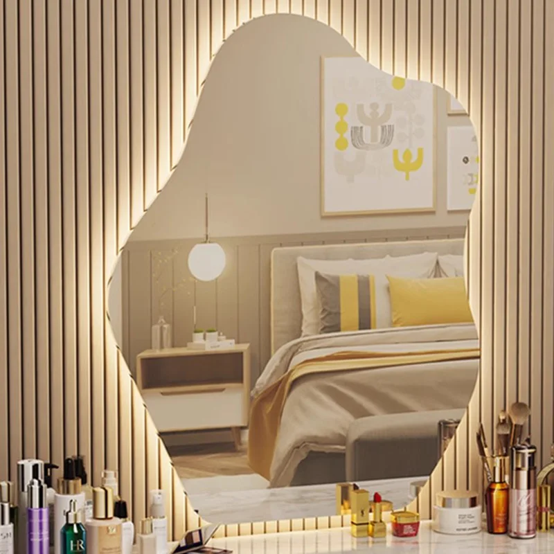 Aesthetic Led Light Mirror Irregular Women Body Bedroom Mirror Shower Large House Espelho Grande Para Quarto Bedroom Decor