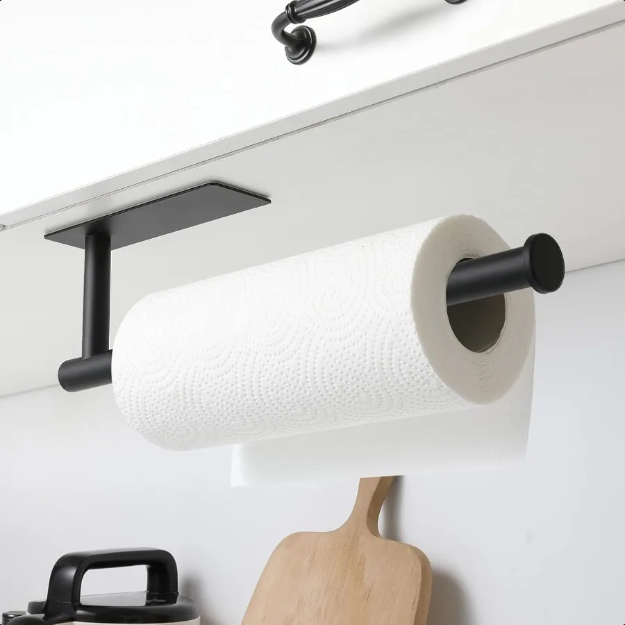 Paper Towel Holder Under Cabinet Paper Towel Holder for Kitchen Adhesive Paper Towel Roll Rack for Bathroom Towel Wall Mounted