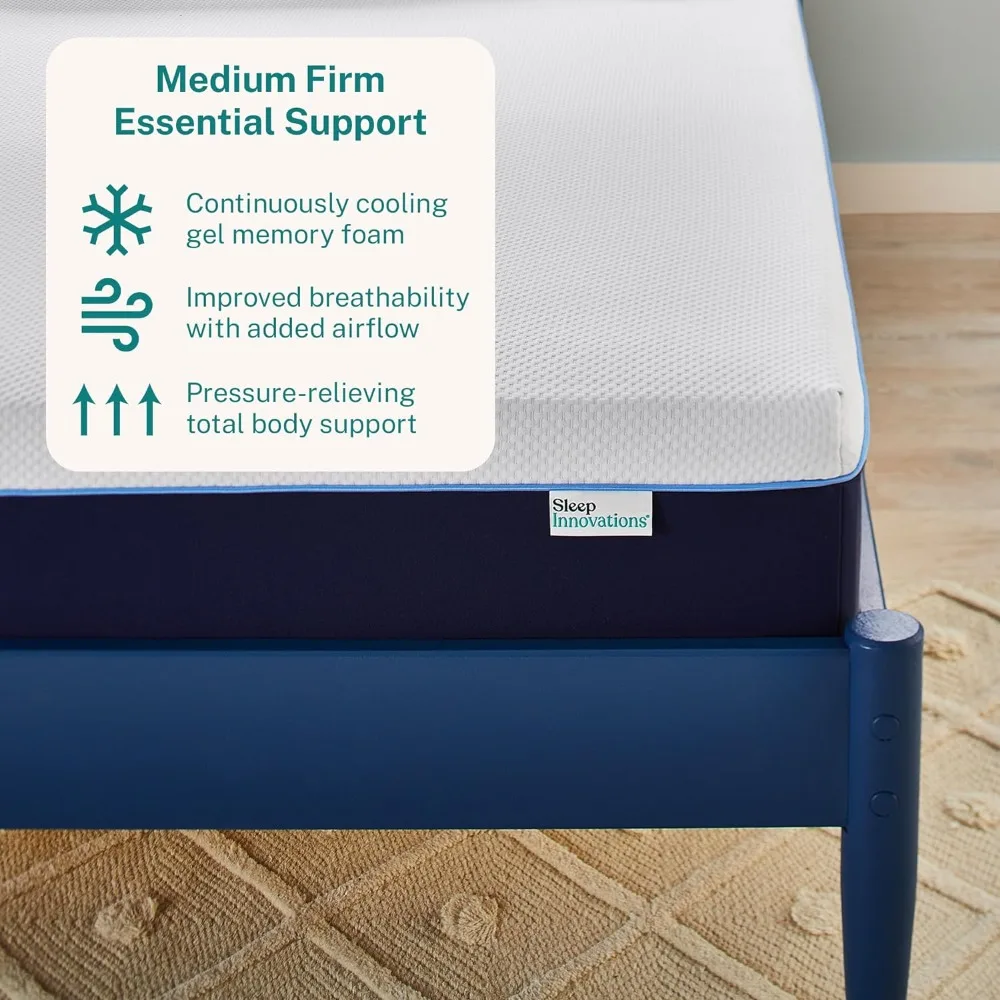 Marley 12 Inch Cooling Gel Memory Foam Mattress, Queen Size, Bed in a Box, Medium Firm Support