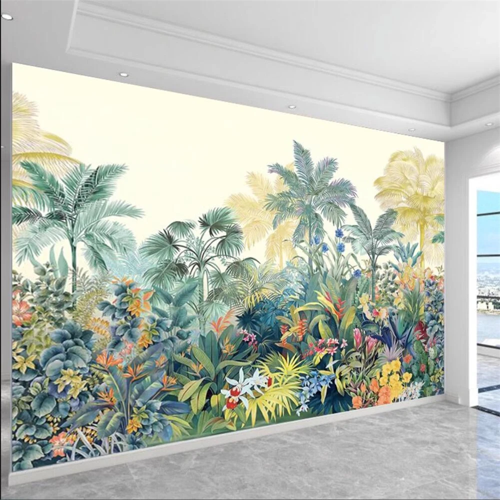 Custom Southeast Asian Tropical Plant Wallpaper Nordic Art Background for Living Room Sofa Hotel Homestay Restaurant