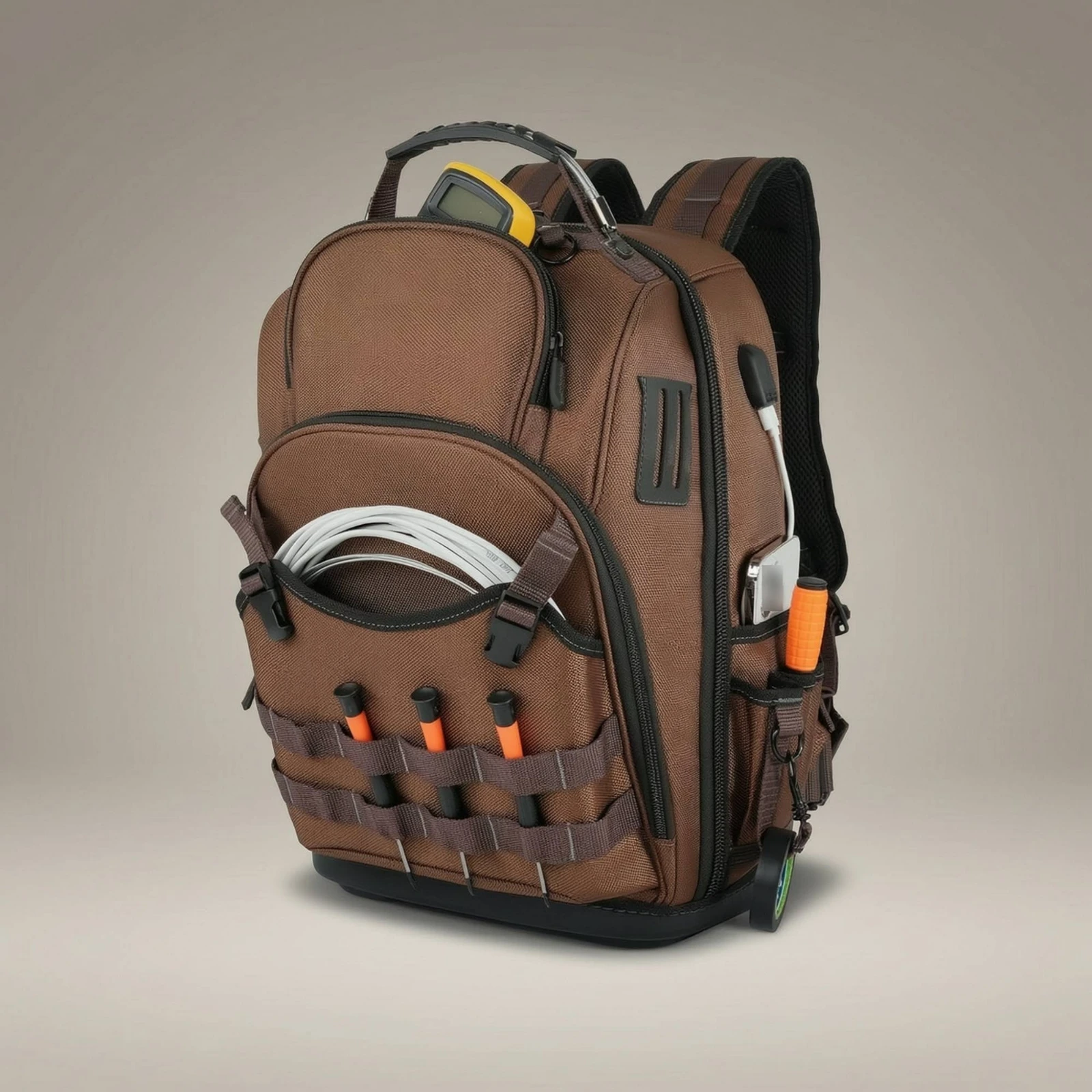 Tool Backpack Heavy-Duty Tool Bag Backpack Work Pack Multi-Pocket Padded for Electricians, Job Site, Workplace