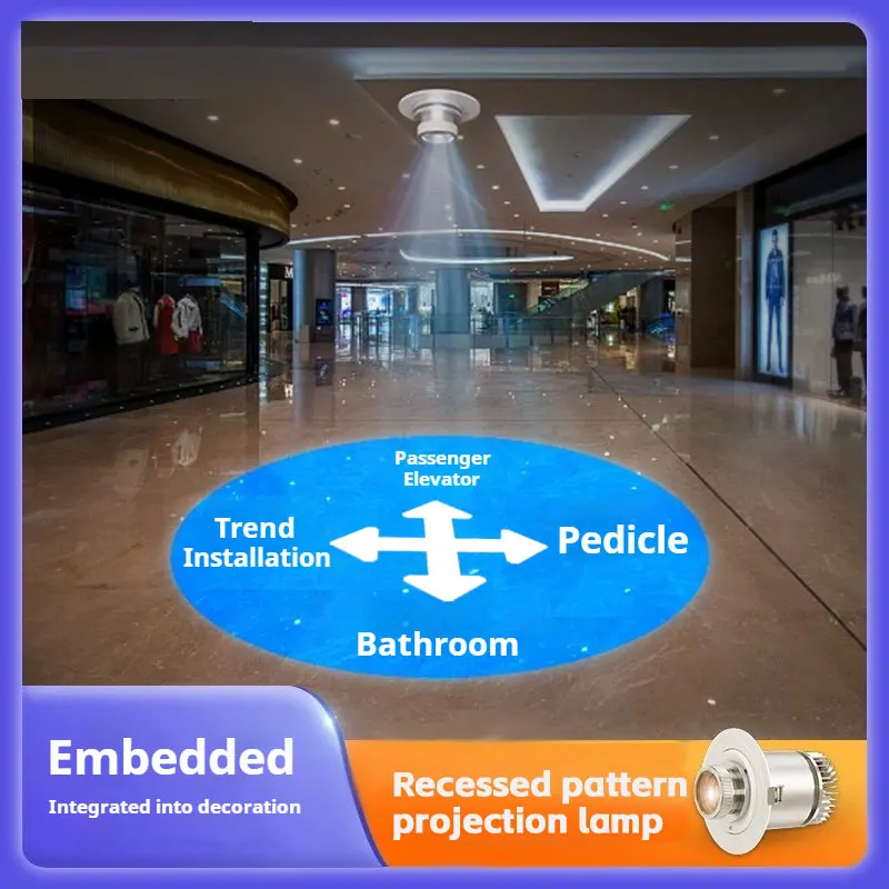 Projector light logo embedded concealed hotel door indoor floor wall advertising text pattern custom spotlight