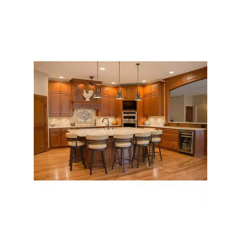 Customized American Style Kitchen Cabinet Popular Designs Maple Solid Wood for Home Improvement