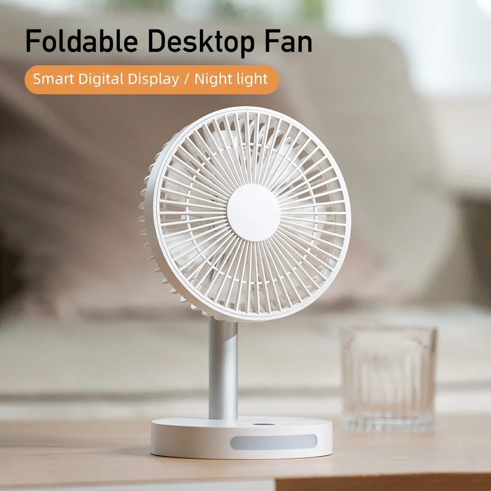 

2024New USB Desk Fan Strong Airflow & Quiet Operation Five-Speed Wind Mini Table Fan 3600mAh Angle Adjustable for Office Bedroom