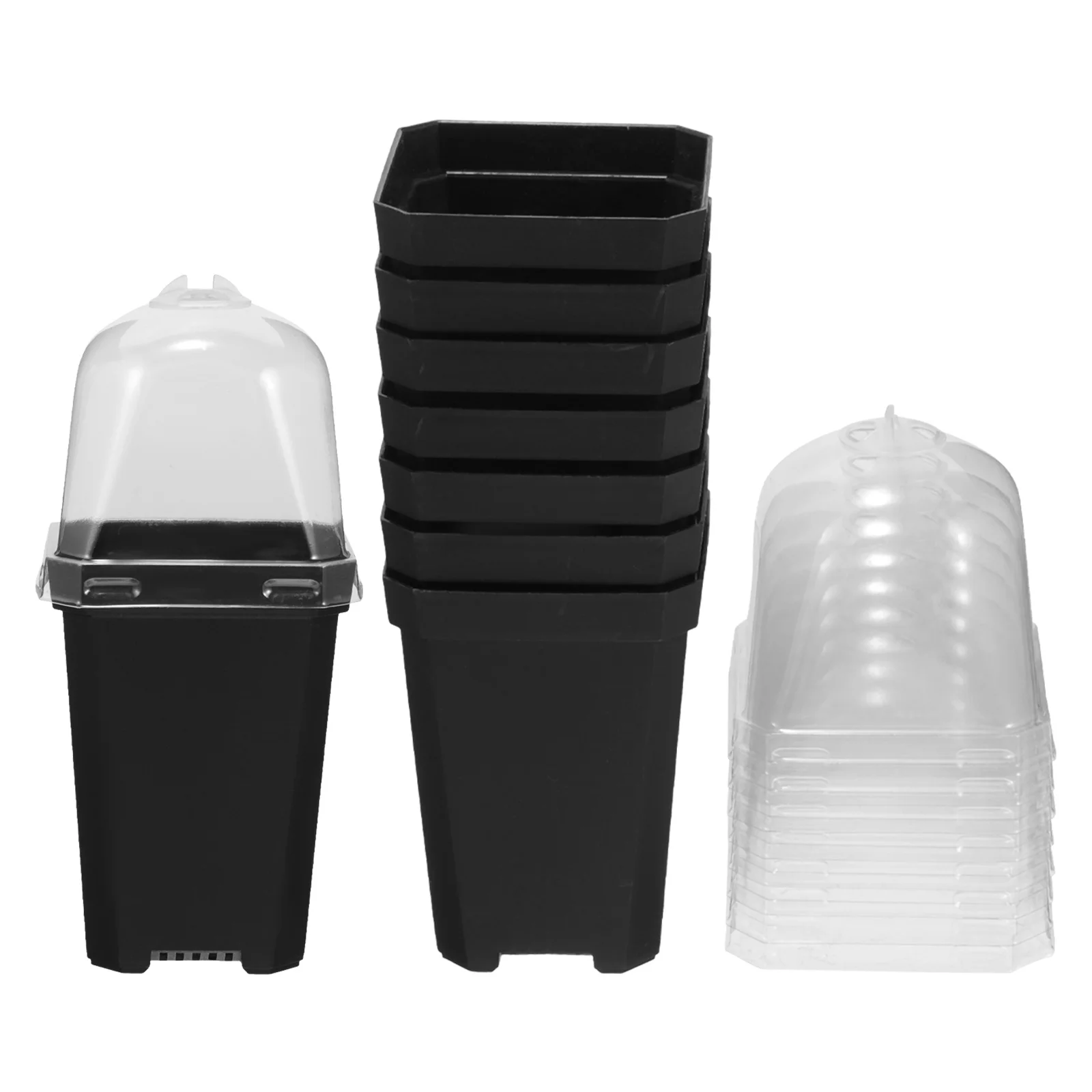 

1 set Nursery Pots Small Plastic Plant Pots With Drainage Holes For Indoor Outdoor Gardening Succulent Starter Humidity Dome