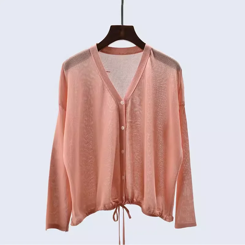 

Весенне-летний тонкий вязаный открытый кардиган, женский солнцезащитный крем, верхняя одежда с кондиционером, V-ne Long Sve