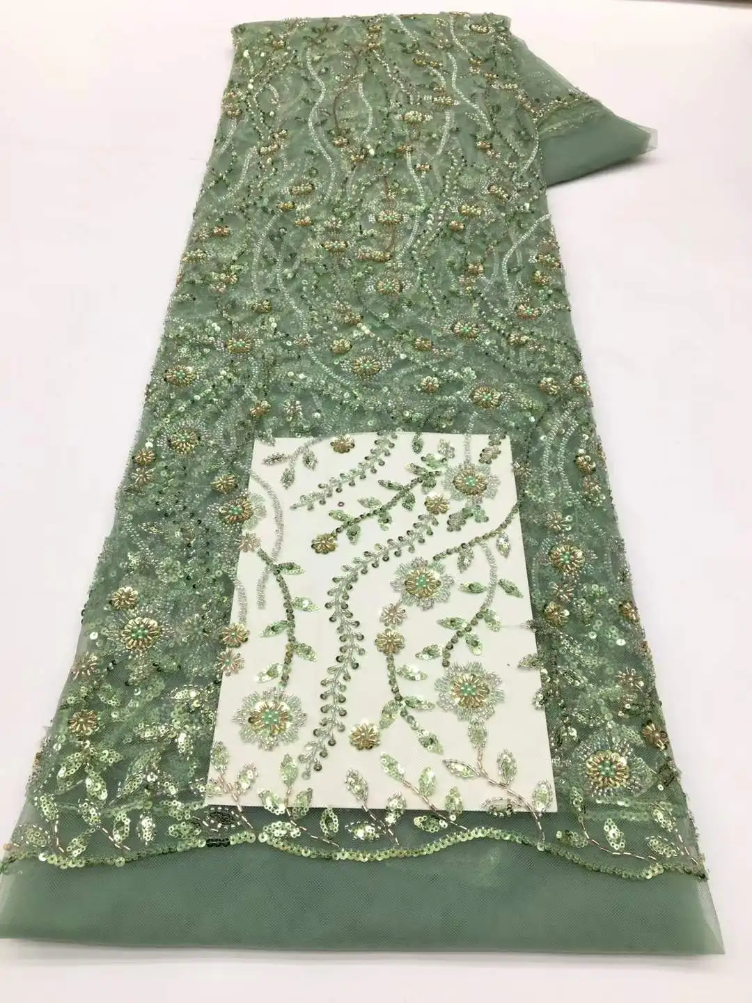 

Африканская кружевная ткань с блестками, 2025 г., высокое качество, кружевная вышивка, бисер, сетчатая ткань, 5 ярдов для женщин, шитье свадебного платья