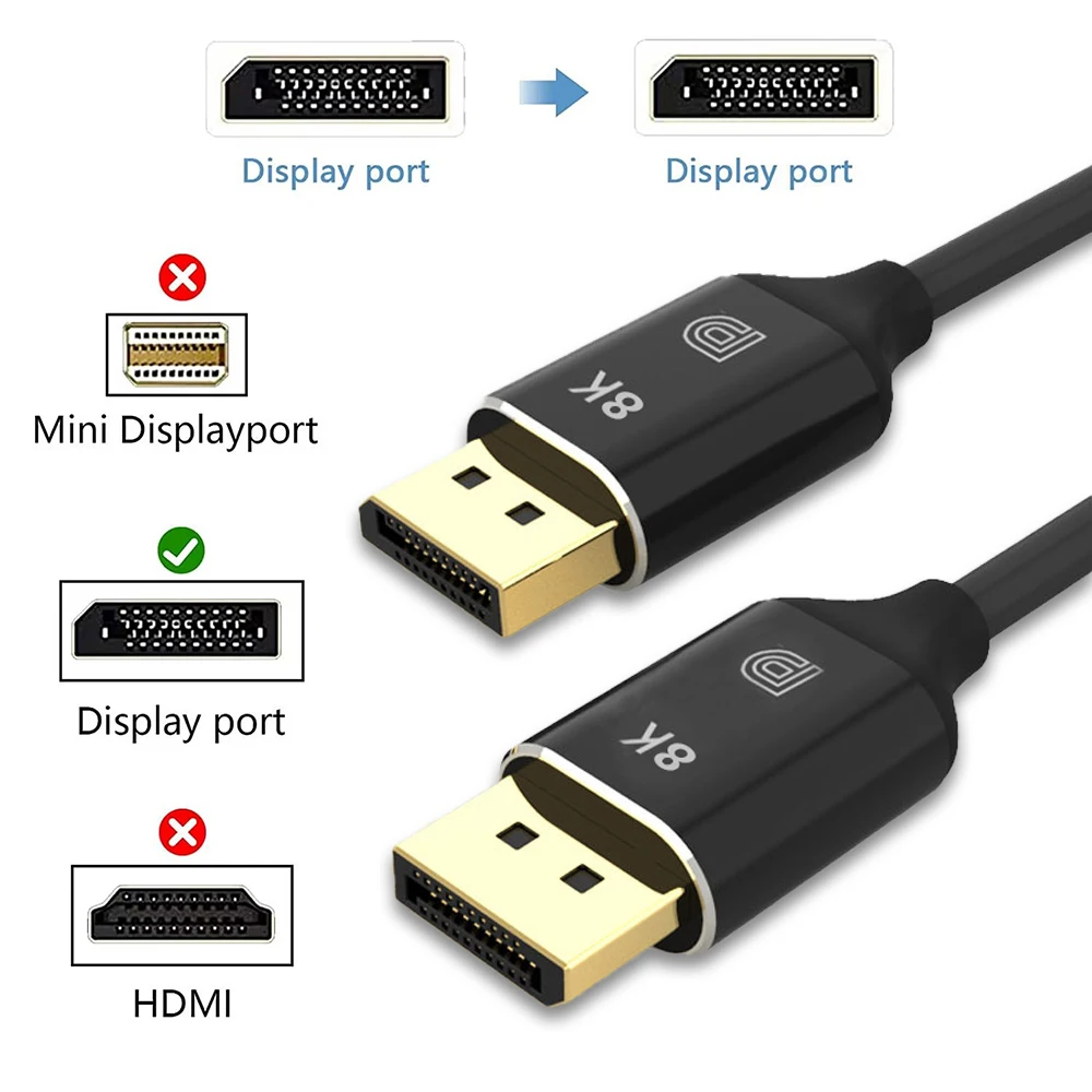 ZOGUO 8K DisplayPort Cable  8K@60Hz 4K@144Hz DP 1.4 Male Ultra High Speed Cord for Laptop/PC/TV/Gaming Monitor DP Cable 1.2