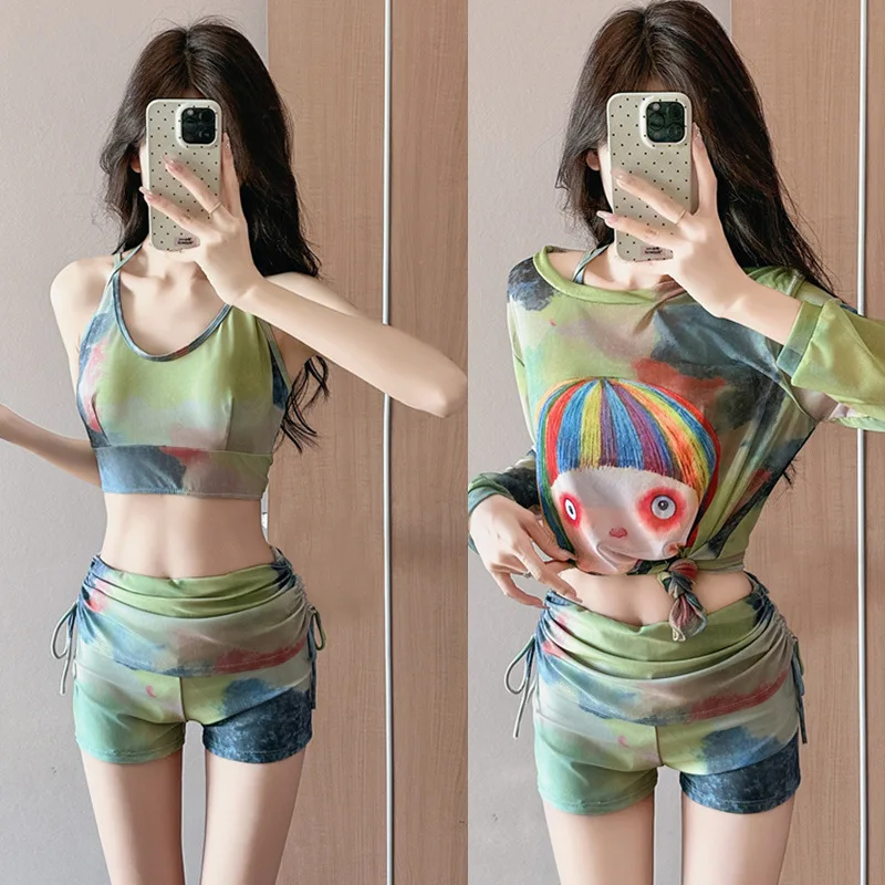 

Swimsuit Girl Belly Skinny Blouse Long Sleeve Sports Wind Hot Spring Split 3pcs