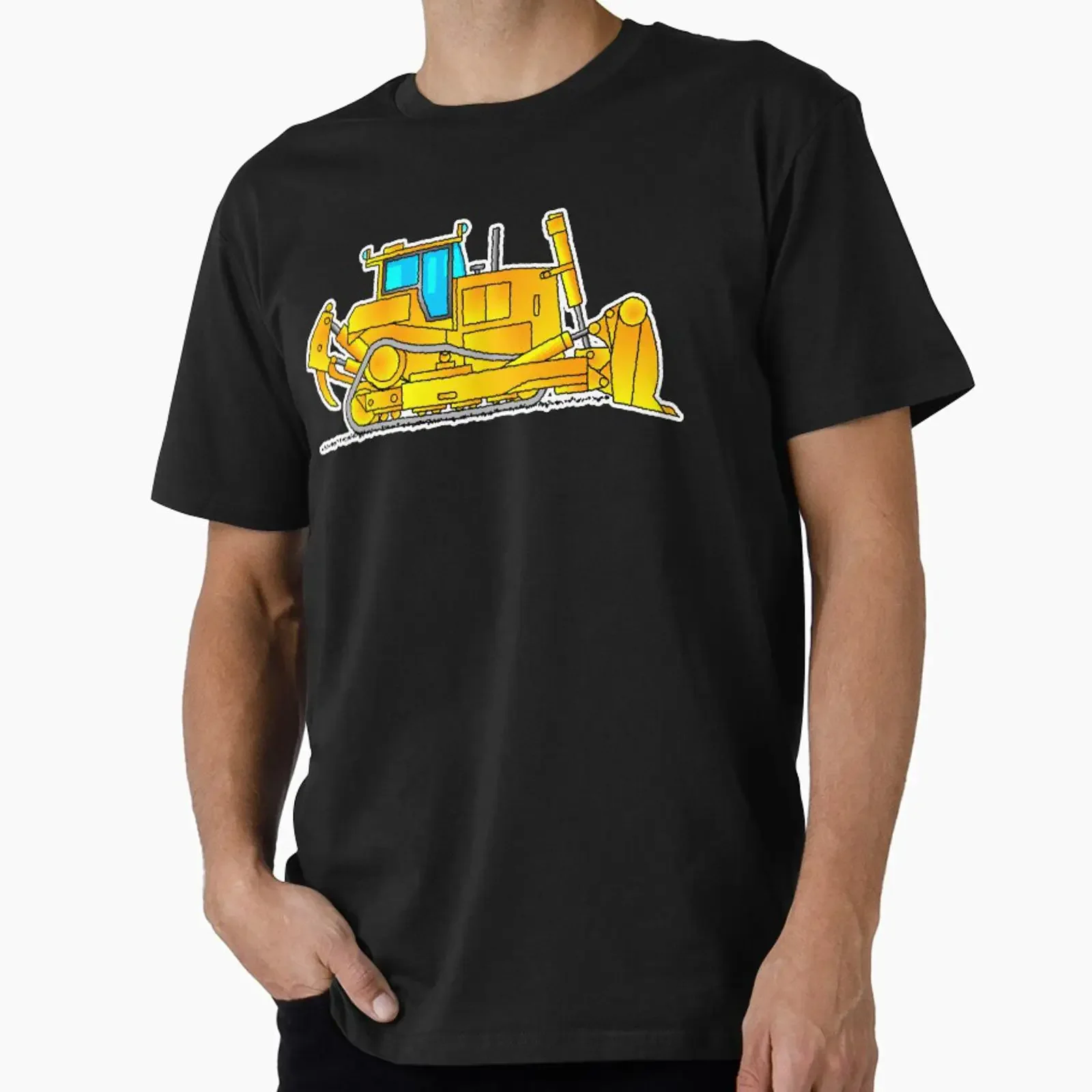 Bulldozer Construction Vehicle Cartoon Design designed and sold by themagiccrayons vintage Washed homme Breathable Stylish