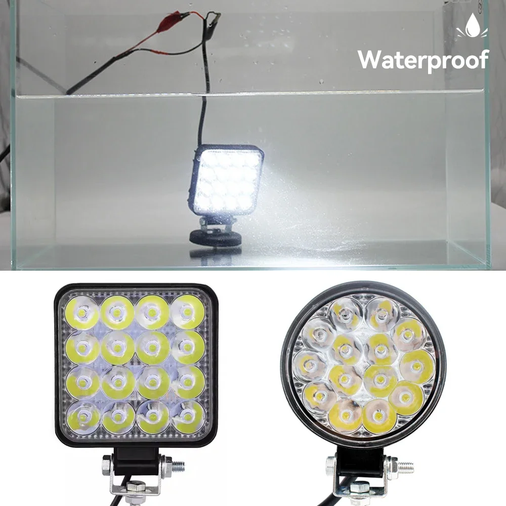 Barre de Lampes de Travail à LED pour Voiture, Camion, Sauna Hors Route, Projecteur pour Tracteurs, RL UTV, Tracteur, 42W, 48W, 14LED, 16LED