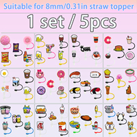8MM 1/5pcs Straw Topper Food Doughnut Bread Sushi Milk Straw Cover Drink Beer Coffee Cup Accessories Decoration