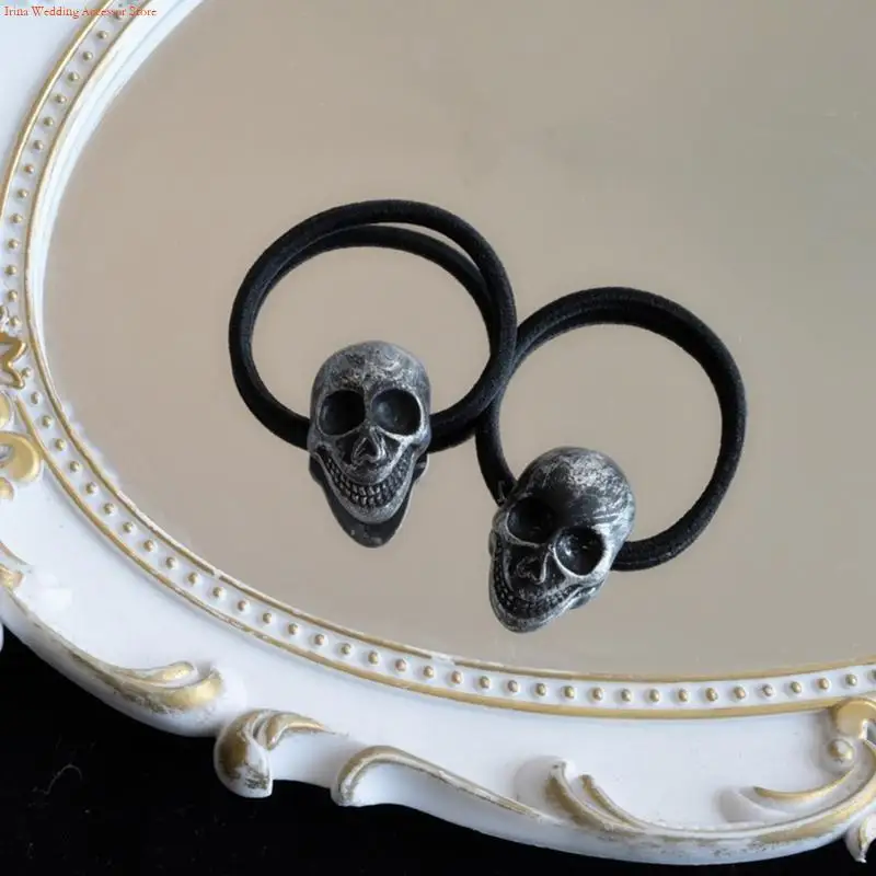 G92D Elastic Hair Rope Skull Head Hairband Ponytail Holder Adult Festival Accessories