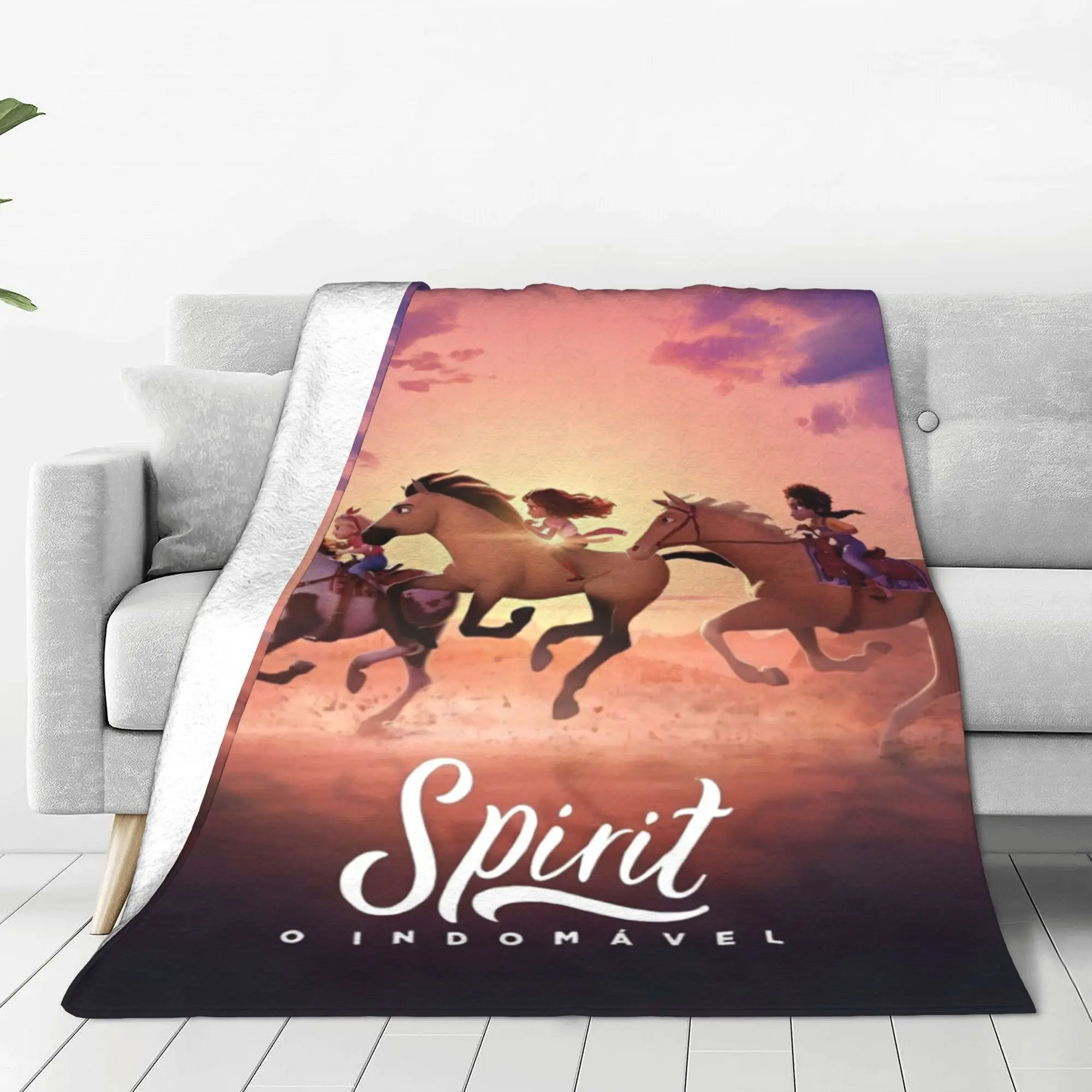 Spirits Cartoon Riding Free Knitted Blanket Lucky Adventure Anime Flannel Throw Blanket Bed Lightweight Multi-function Rug Piece