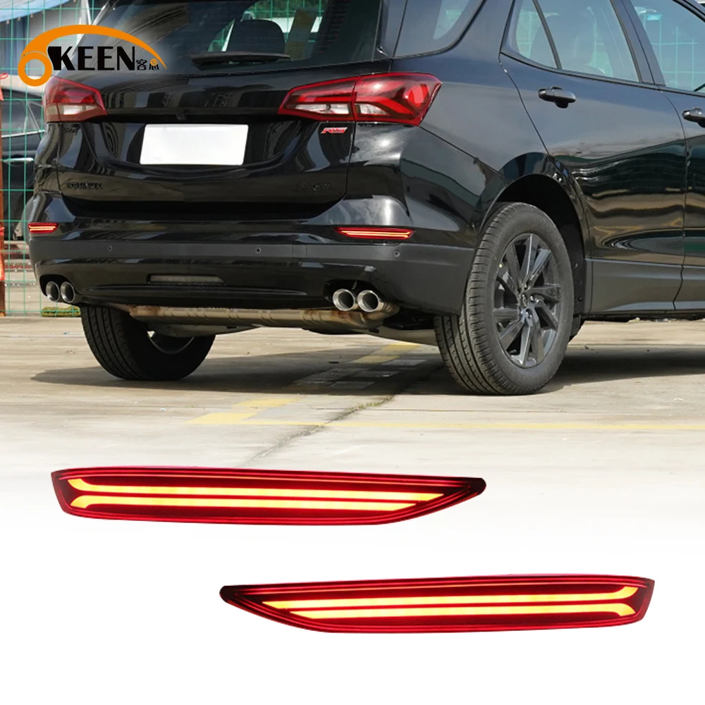 

OKEEN 2pcs LED Rear Bumper Reflector Lights For Chevrolet Equinox 2017-2022 Car Driving Turn Signal Brake Lights Auto Tail Lamps