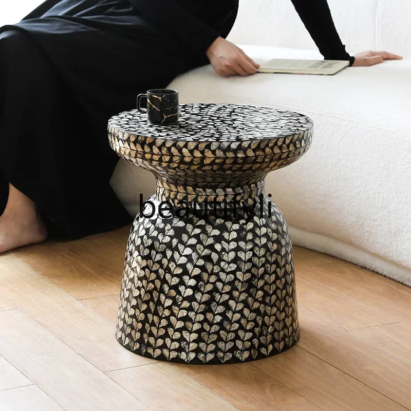 New arrive  American wabi-sabi wind decoration edge few household living room sofa corner few soft furnished medieval round tabl
