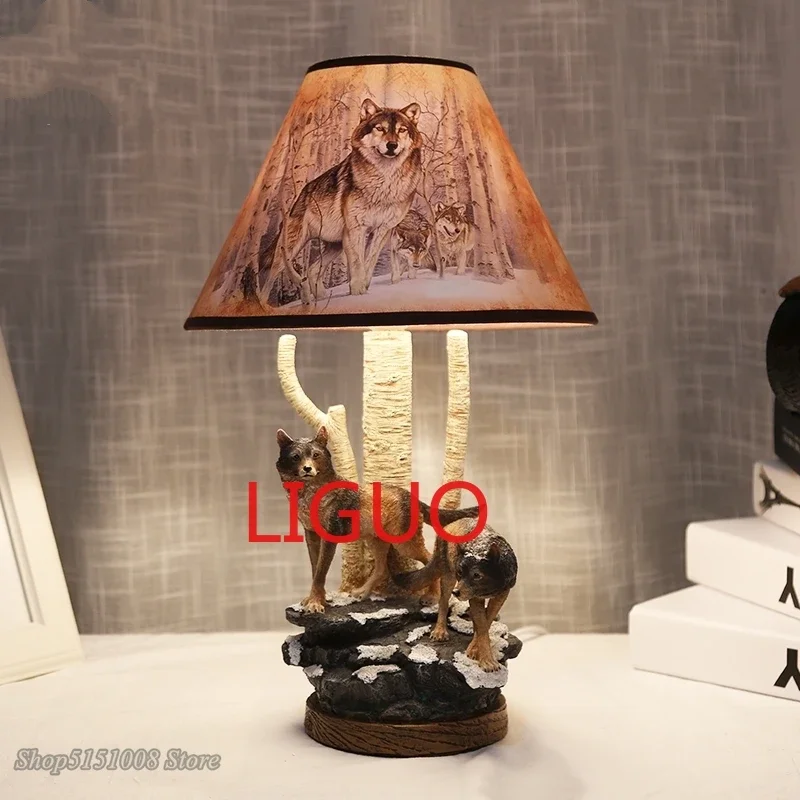 Modern Resin Wolf Table Lamps, Lâmpada Animal, Leitura de Cabeceira, Mesa de Luz para Sala de Estar, Quarto, Home Decor, Suporte de LED