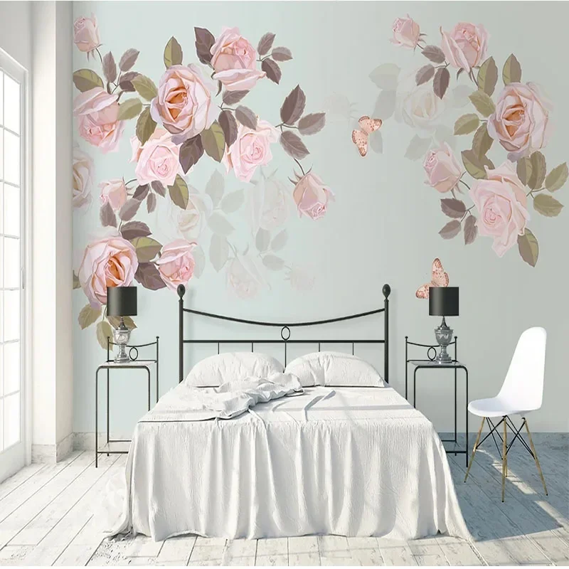 Custom 3D Mural Wallpaper Pastoral Flowers Living Room TV Background Wall Painting Living Room TV Sofa Home Papel De Parede