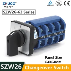 ZHUCO SZW26/LW26-63 63A On-Off-On 1-0-2 Automatic Ganrator Change Over Switch Cam Switch 1-4 Phase D101.1 D202.2 D303.3 D404.4