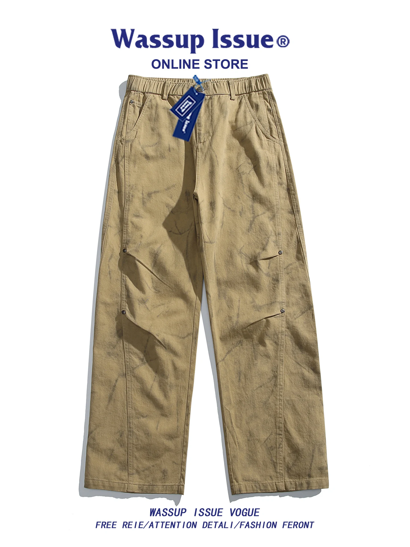 

Wassup Issue American Sle Чистый хлопок Десантник Спецодежда Мужские летние свободные повседневные окрашенные спортивные брюки Прямые повседневные брюки ...