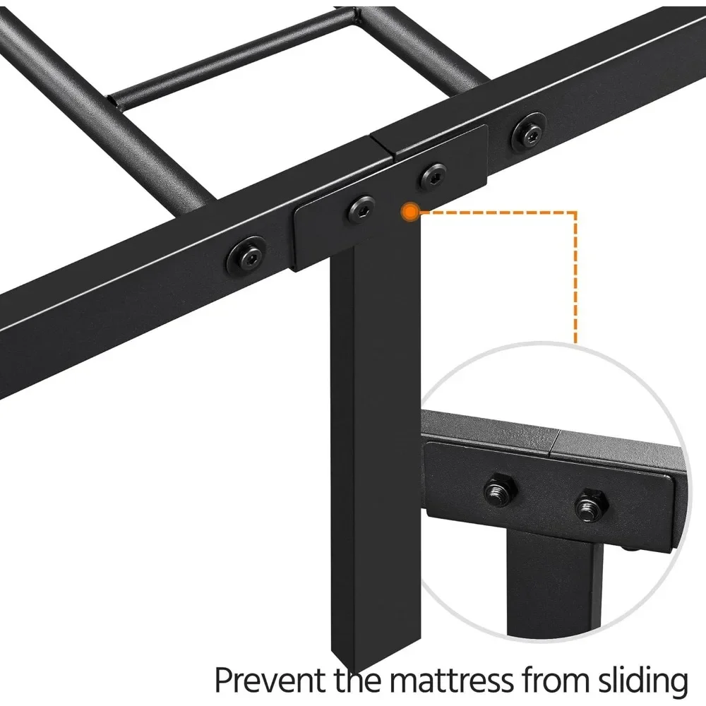 Cadre de lit à plateforme en métal double, base pour matelas, pas besoin de ressort en boîte, rangement sous le lit, lattes en acier