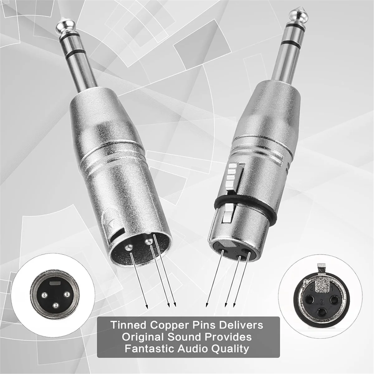 B76A 10er-Pack XLR-Adapter, 5 Stück Stecker auf XLR-Stecker-Adapter und 5 Stück Stecker auf XLR-Buchse, 1/4 Zoll TRS auf XLR-Stecker