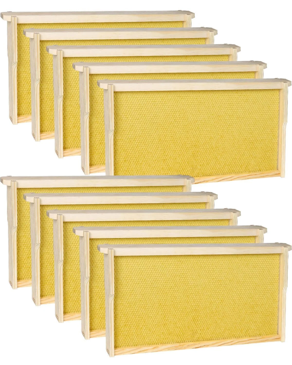 Yellow Beehive Frams 10 Pack Bee Frames Deep - Bee Hive Frames and Wax Foundations
