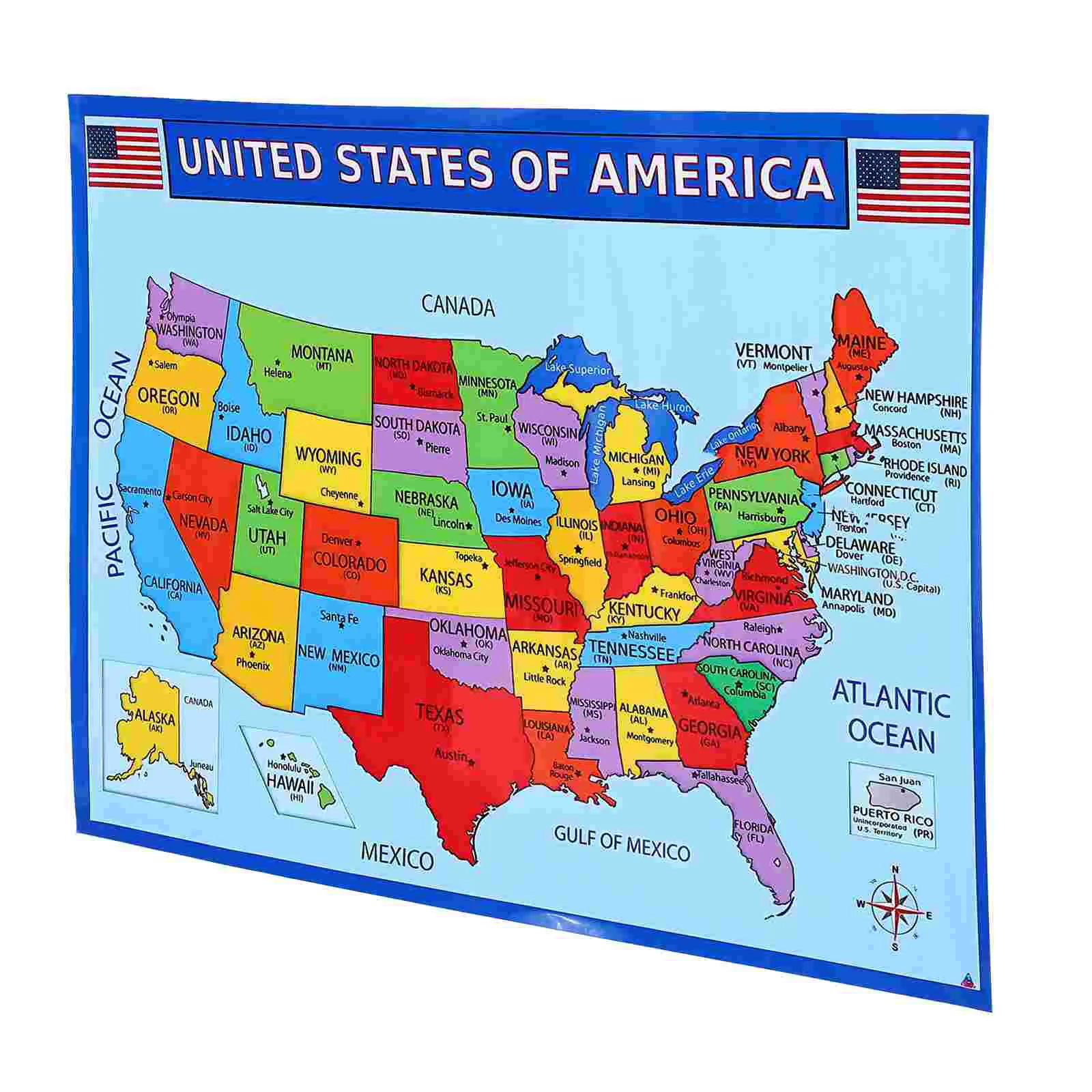 

United States Map Hanging America of Countries Flip Chart UV Paper Maps for Wall