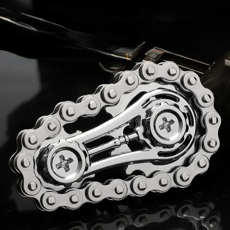Volant d'inertie Fidget Spinner chaîne dent roue à main chaîne d'engrenage liaison métallique rouleau rotatif créatif EDC jouets Gyroscope du bout des doigts