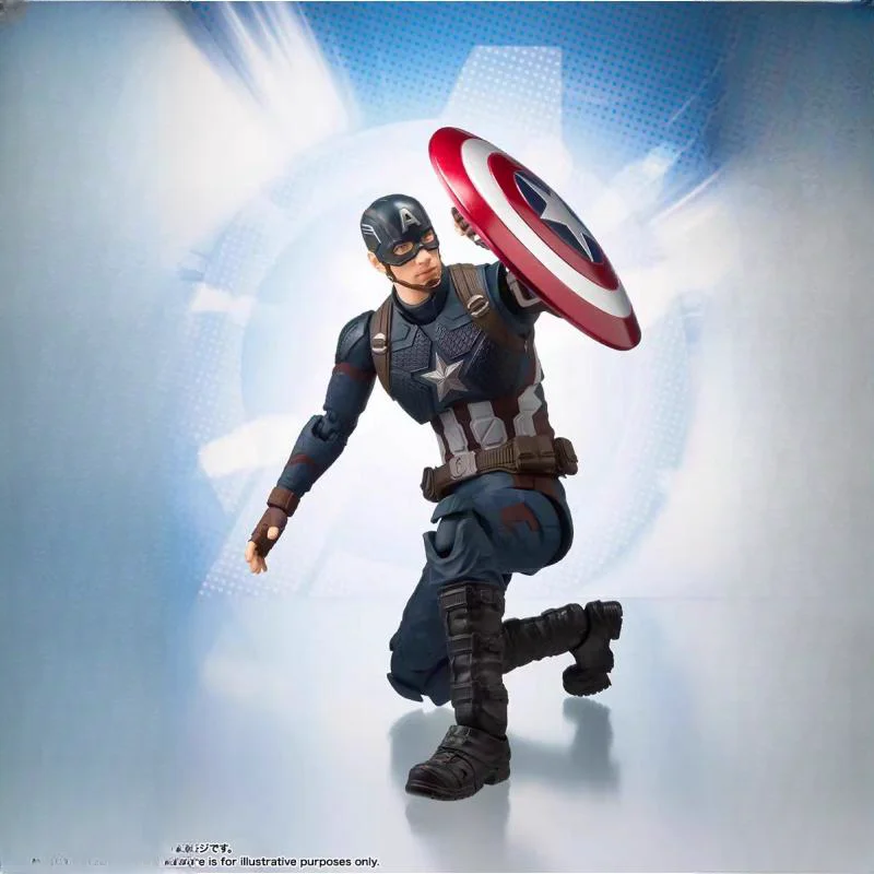 Marvel'S Genuine Bandai Shf First Edition Soul Limited Avengers Endgame 4 Captain America Mobile Model Figurine Gk Statue