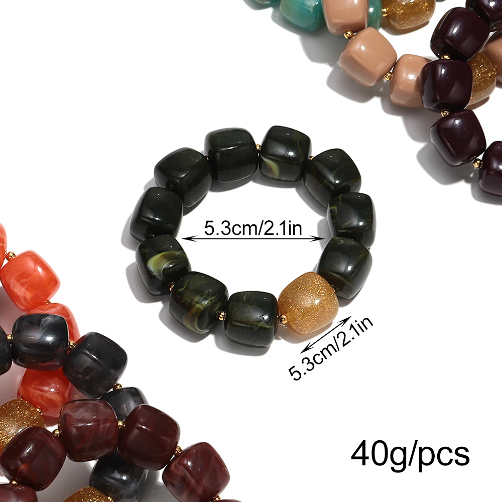 العصرية الاكريليك الملونة هندسية مربع الخرز أساور مرنة للنساء جديد بريق سوار مُزين بالخرز أساور مجوهرات الحفلات