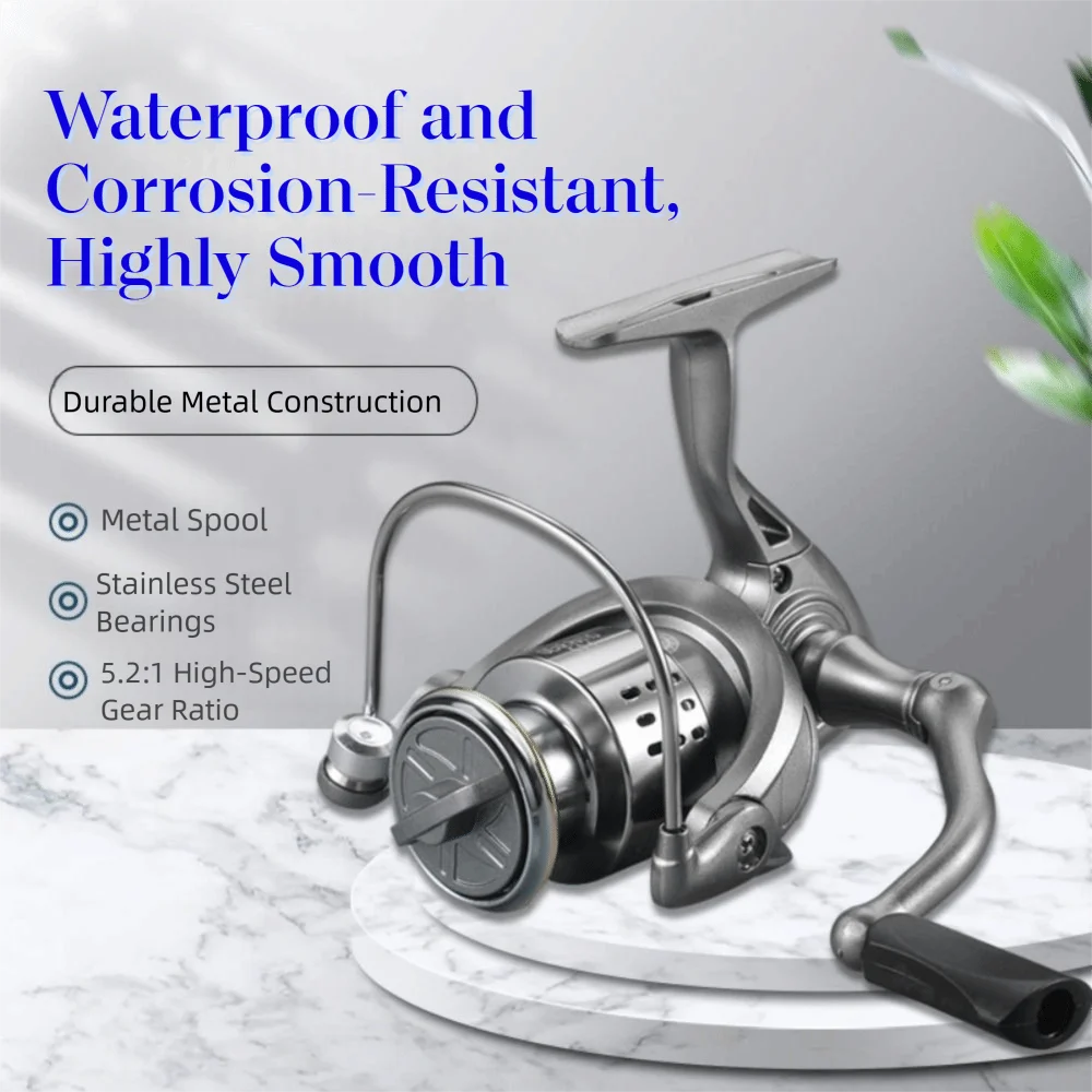 

5.2:1 Gear Ratio Spinning Fishing Reel High Sensitivity Anti-shake Balance Luya Fishing Spool Non-slip Wear-resistant