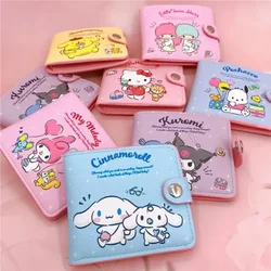 Sanrio PU-ボタン付きマネーバッグ,財布,財布,カードパッケージ,カジュアル,マイメロディー,黒み,新品