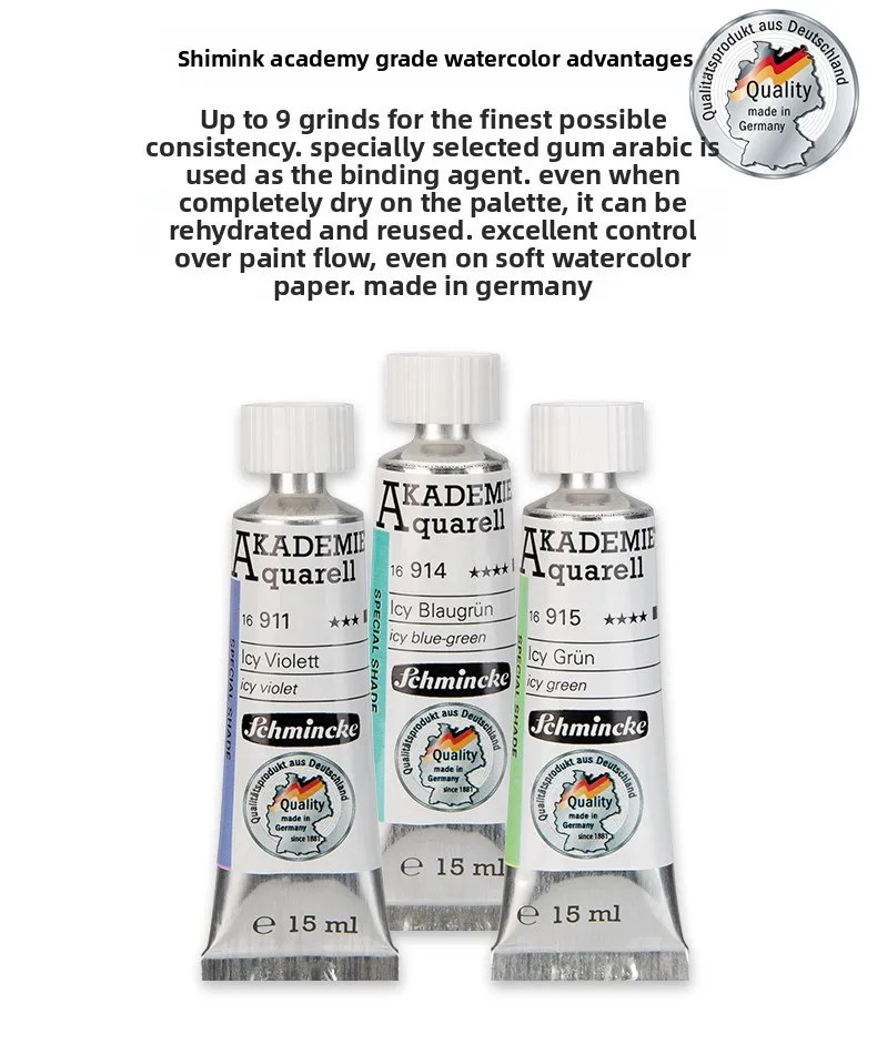 Deutschland Schmincke - Akademie ® Feinste Künstler-Aquarellfarben, 15ml Tuben, neue Farben, brillant, hoch lichtbeständig und cadmiumfrei – Detail 10
